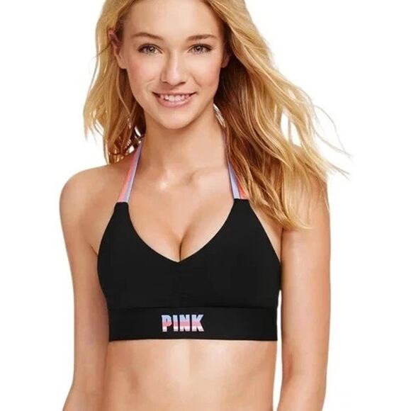 Victoria's Secret PINK Sport Bra Sz L Ultimate Lightly Lined Olive Green Wrap - Picture 1 of 8